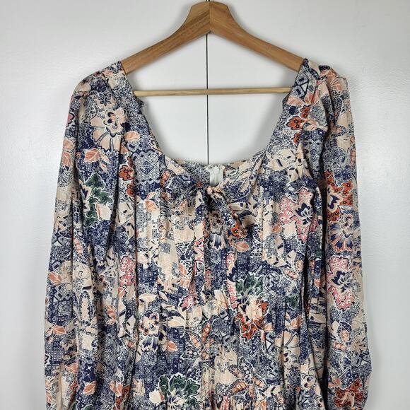 Anthropologie x Moon River Puff Sleeve Boho Cottagecore Lined Midi Dress - Picture 8 of 9